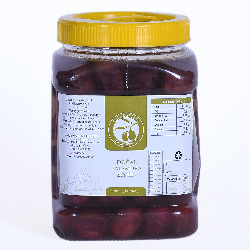 MİLAS YÖRESİ DOĞAL SALAMURA ÇİZİK AL YANAK ZEYTİN 650 GR