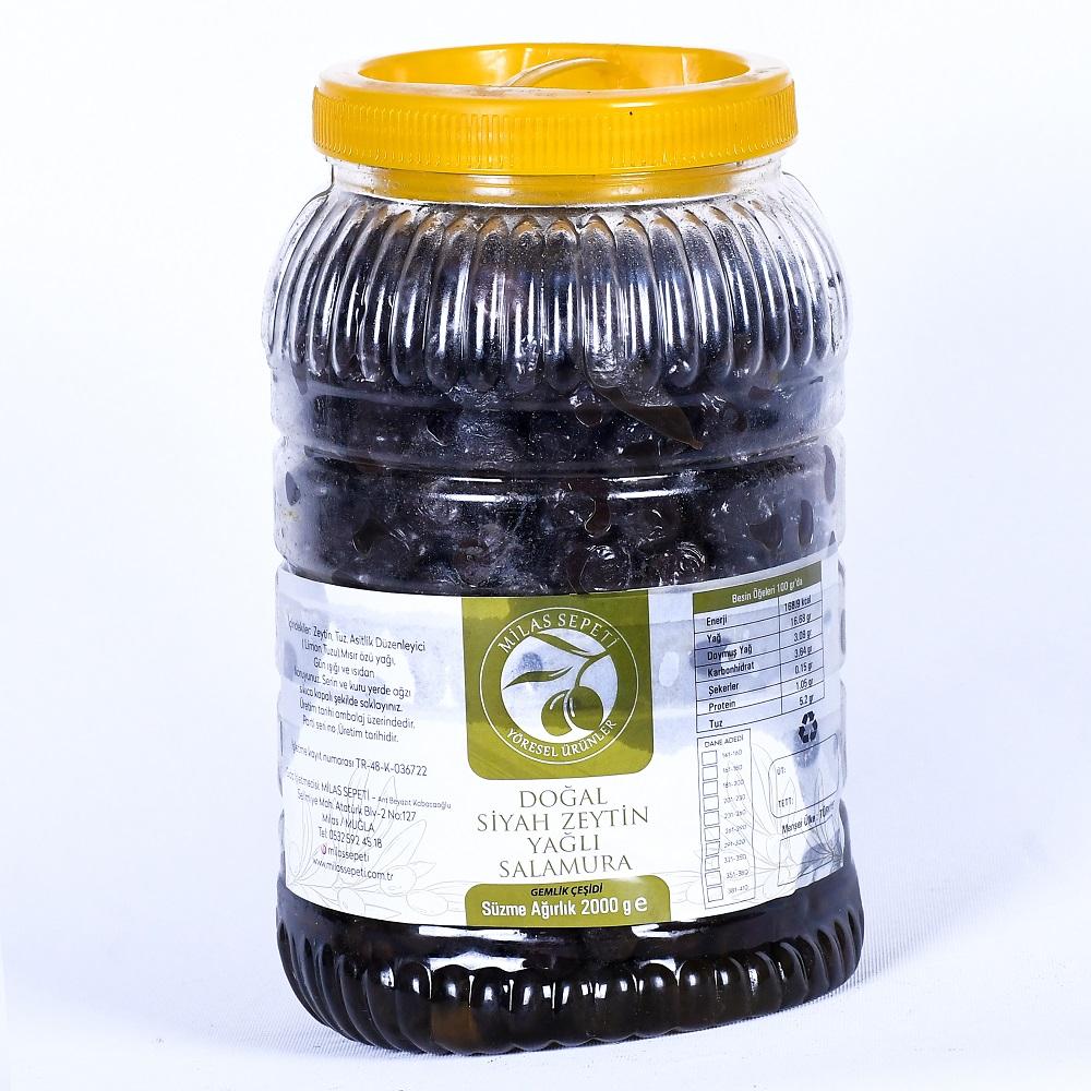 MİLAS YÖRESİ DOĞAL SALAMURA YAĞLI SİYAH ZEYTİN 2KG